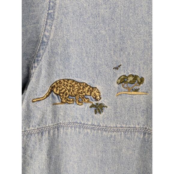 Vintage Studio Collection short sleeve denim shirt zebra giraffe leopard - Picture 6 of 8
